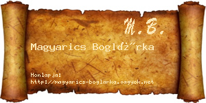 Magyarics Boglárka névjegykártya