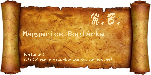 Magyarics Boglárka névjegykártya